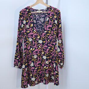 Glamorous Floral Deep V-Neck Long Sleeve Dress Size 8